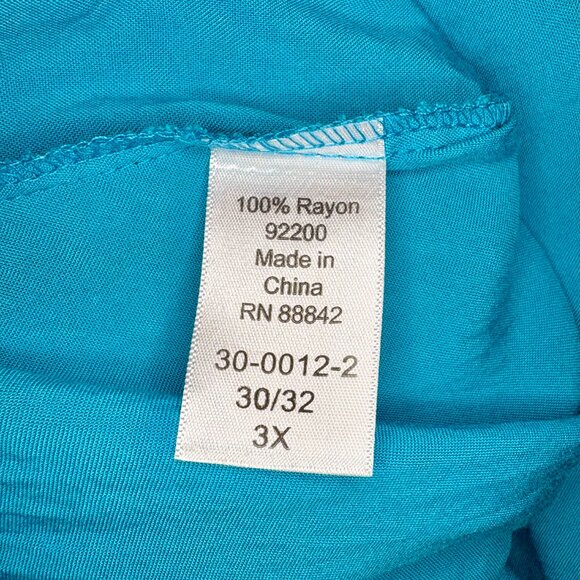 Woman Within Size 3X (30/32) Teal Tunic Blouse - Picture 3 of 4